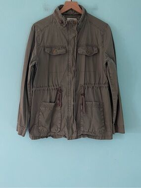 Charlotte Russe Vintage Canvas Military Utility Surplus Army Jacket L Green Snap